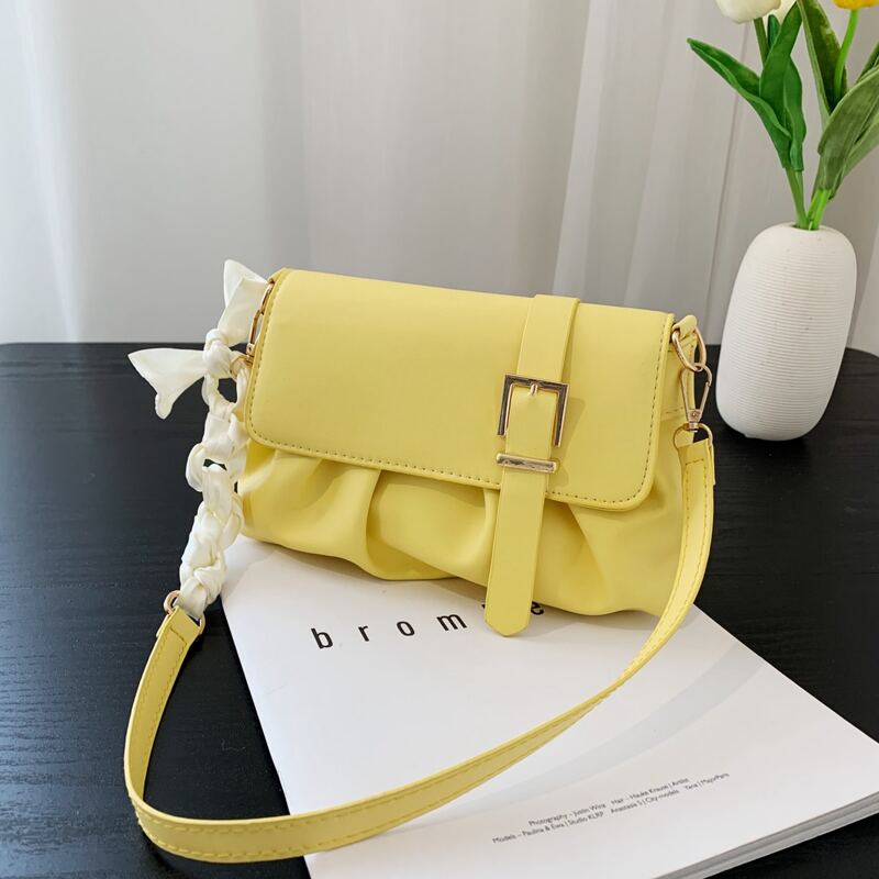 

Twilly Scarf Decor Shoulder Bag, Yellow