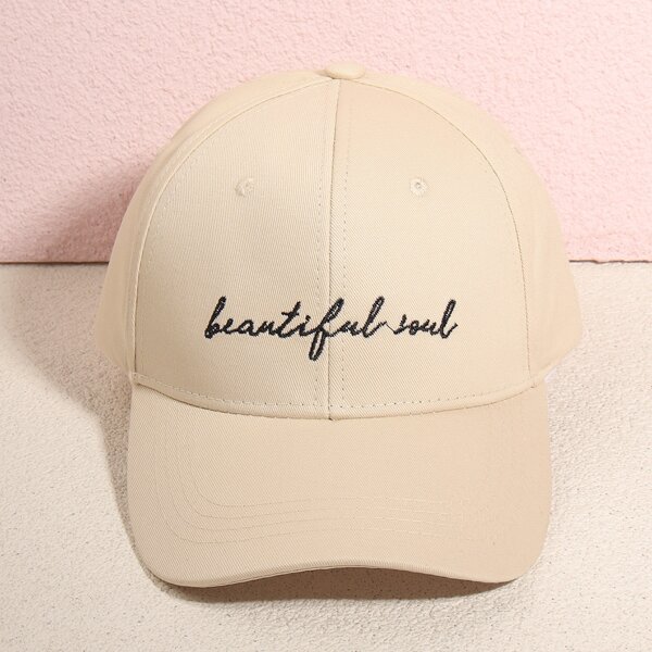 

Letter Embroidered Baseball Cap, Beige