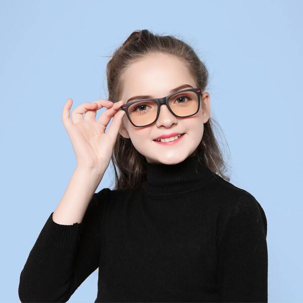

Toddler Kids Square Frame Anti-Blue Light Eyeglasses, Black