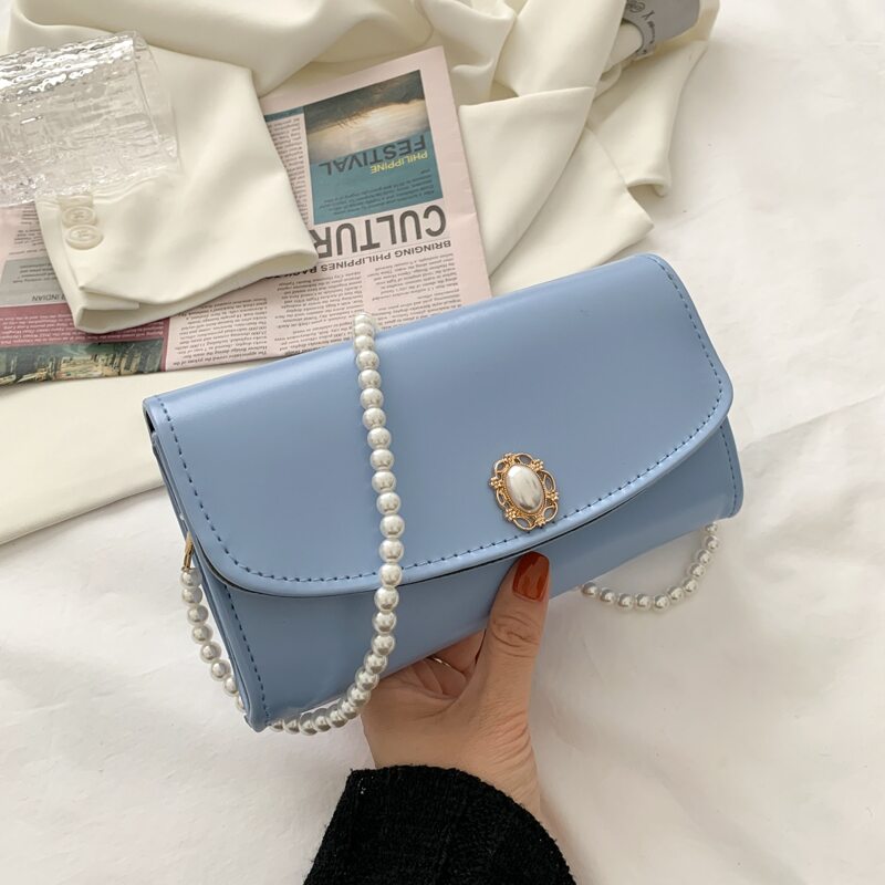 

Faux Pearl Strap Shoulder Bag, Blue