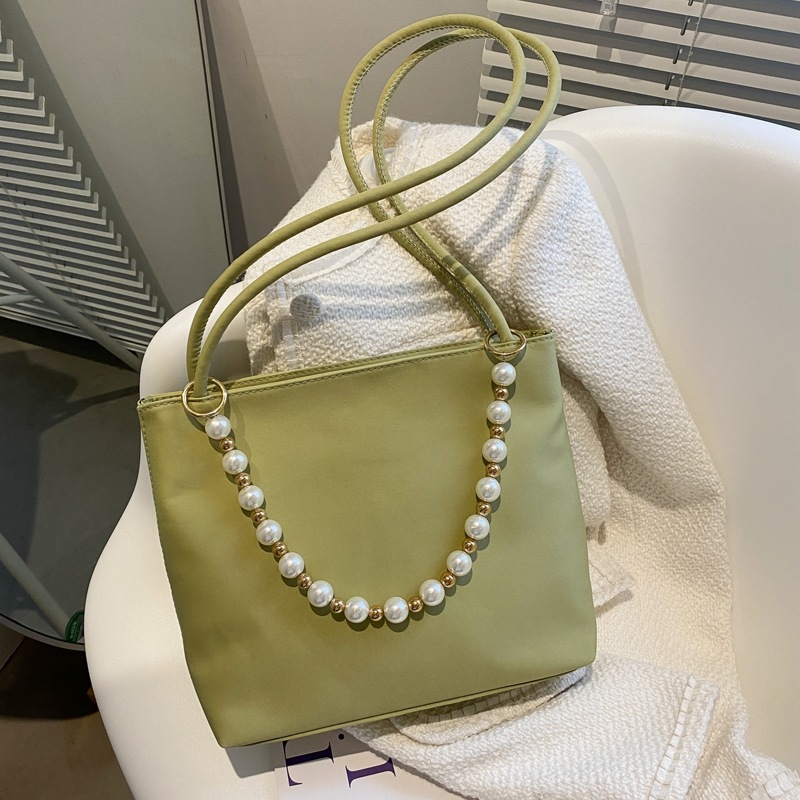 

Faux Pearl Decor Shoulder Bag, Green