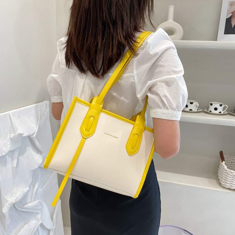 Double Handle Shoulder Bag, Yellow