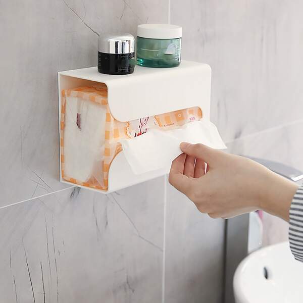 

1pc Plain Tissue Storage Box, White