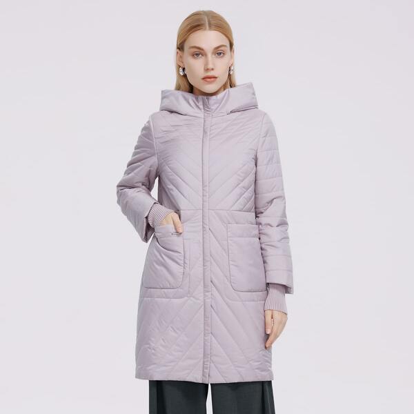 

Zipper Up Hooded Winter Coat, Dusty purple
