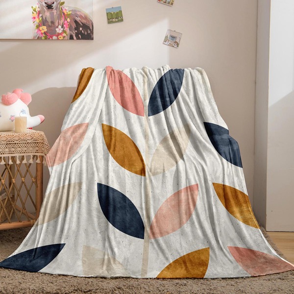 

Leaf Print Warm Plush Flannel Throw, Multicolor