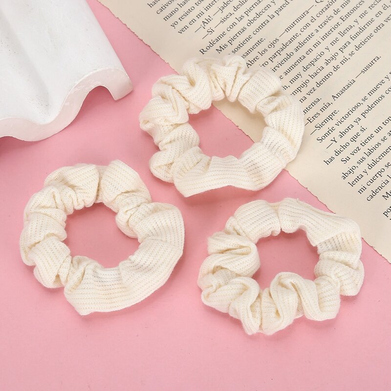 

3pcs Solid Scrunchie, Beige
