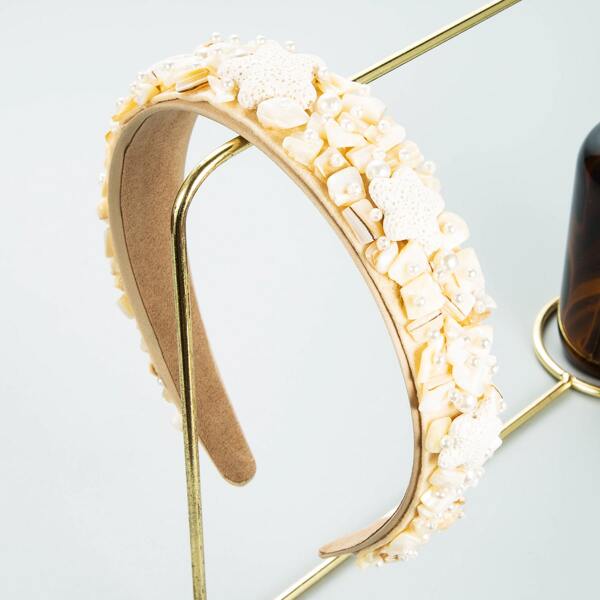

Faux Pearl & Starfish Decor Headband, Beige