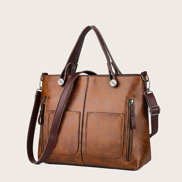 

Handle Tote Bag, Brown