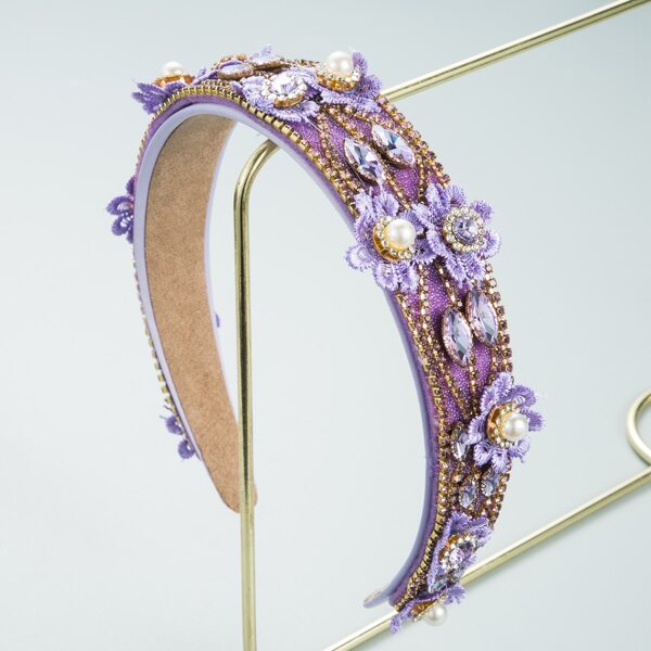 

Faux Pearl & Flower Decor Headband, Purple