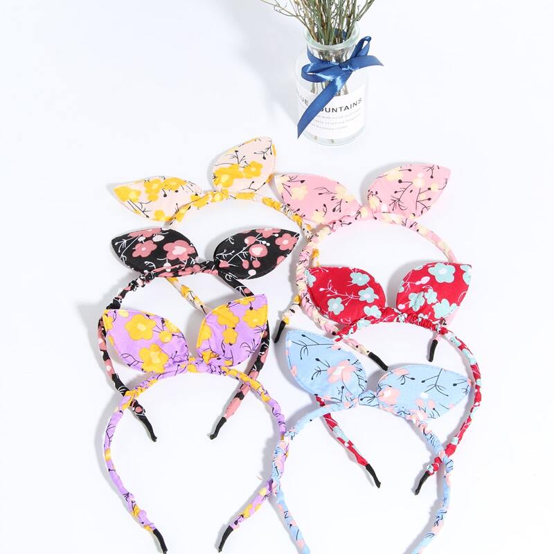 

6pcs Floral Print Bow Headband, Multicolor
