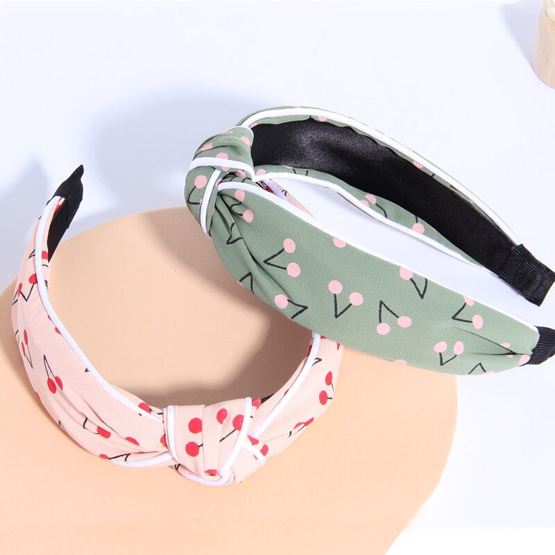 

Cherry Pattern Knot Headband, Multicolor