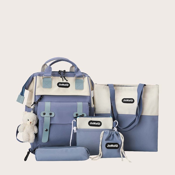 

5pcs Kids Two Tone Backpack Set, Blue