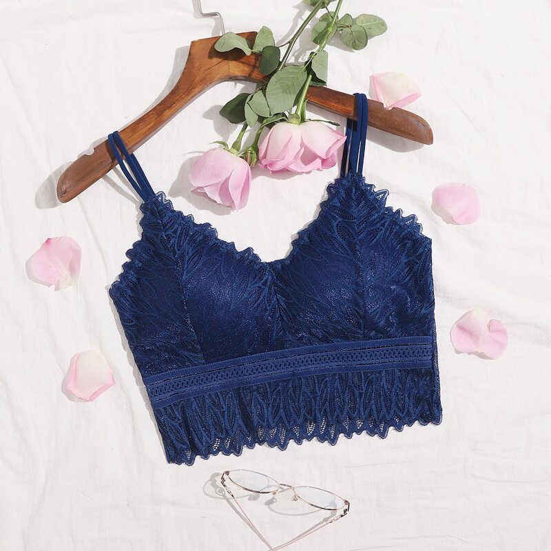 

Lace Longline Bralette, Navy blue