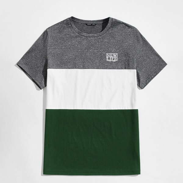 

Men Letter Graphic Colorblock Tee, Multicolor