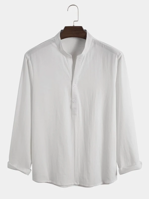 Men Solid Half Button Shirt Shein Usa