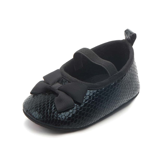 

Baby Girls Fish Scale Pattern Bow Decor Flats, Black