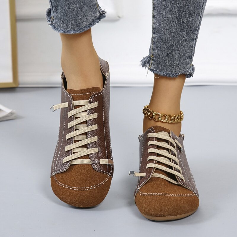 

Lace-up Front Flat Mules, Brown