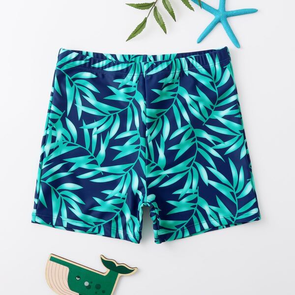 

Boys Leaf Print Swim Shorts, Multicolor
