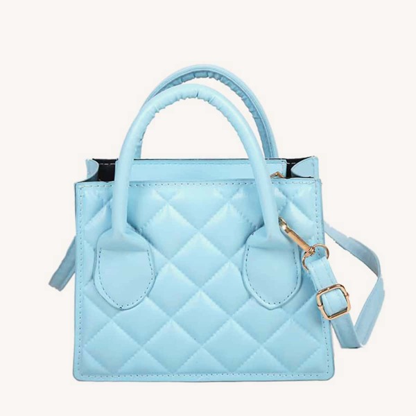 

Quilted Embossed Satchel Bag, Blue