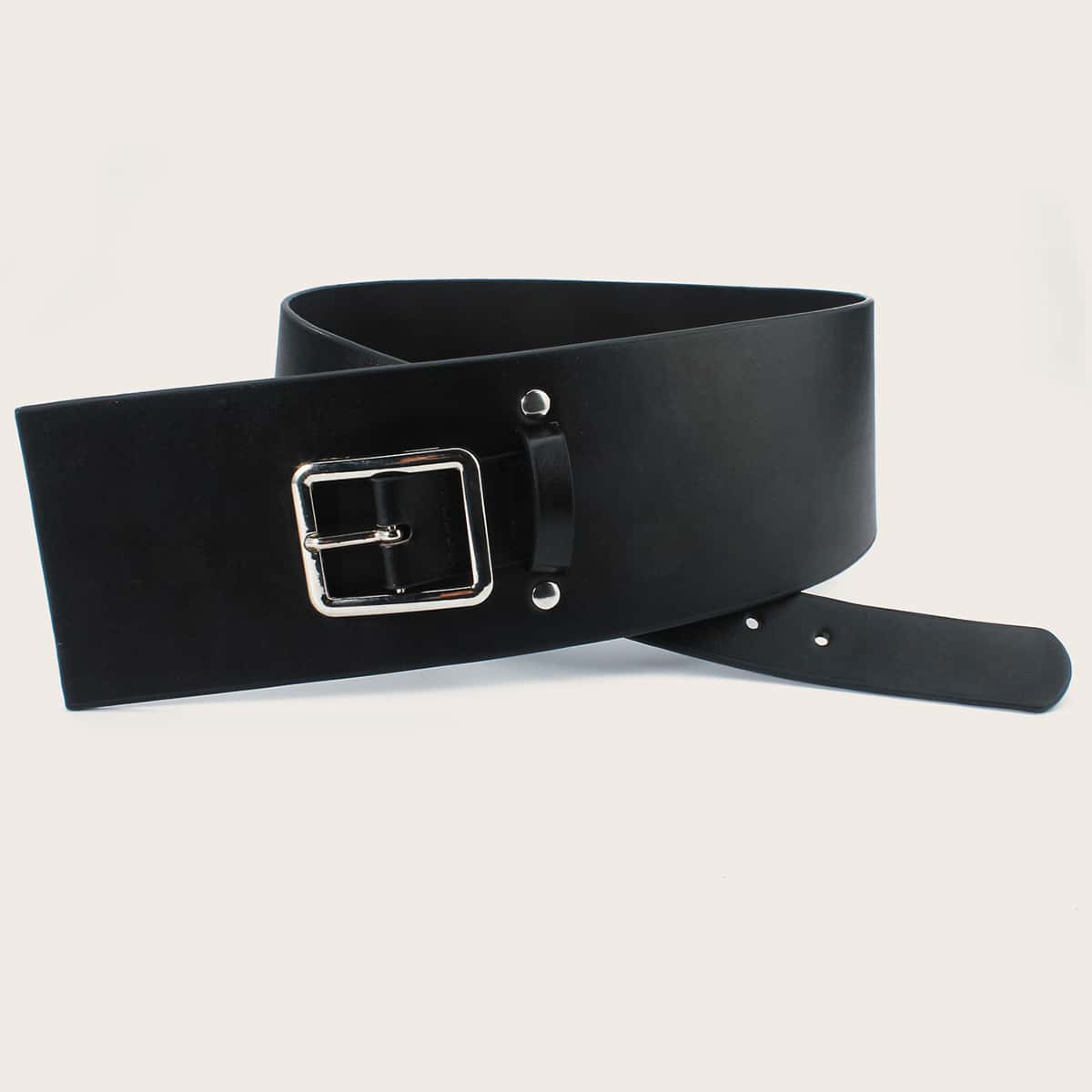 

Buckle Decor Wide Belt, Black