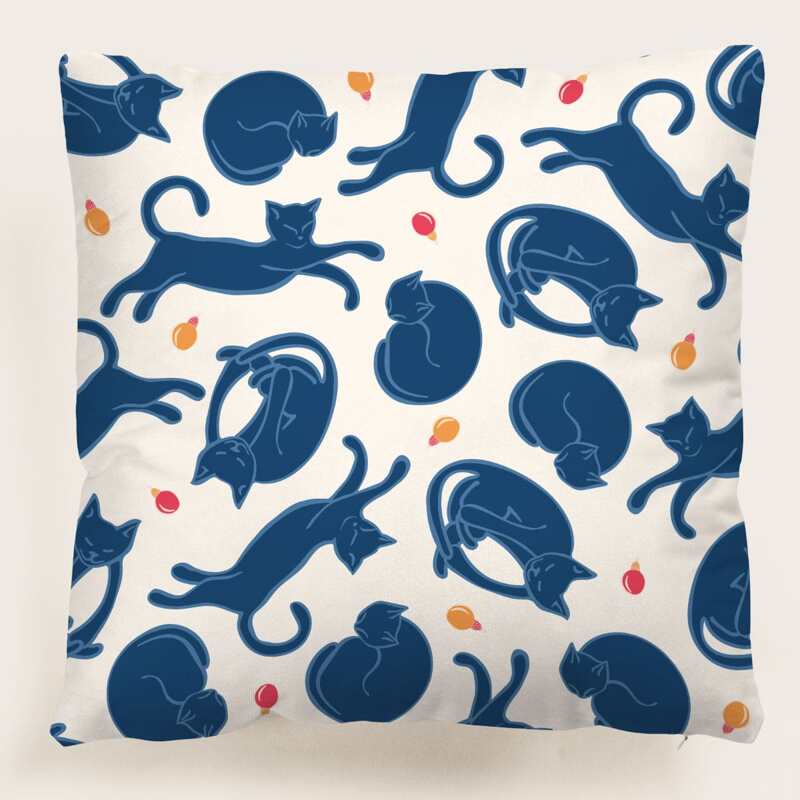 

Cat Print Cushion Cover Without Filler, Multicolor