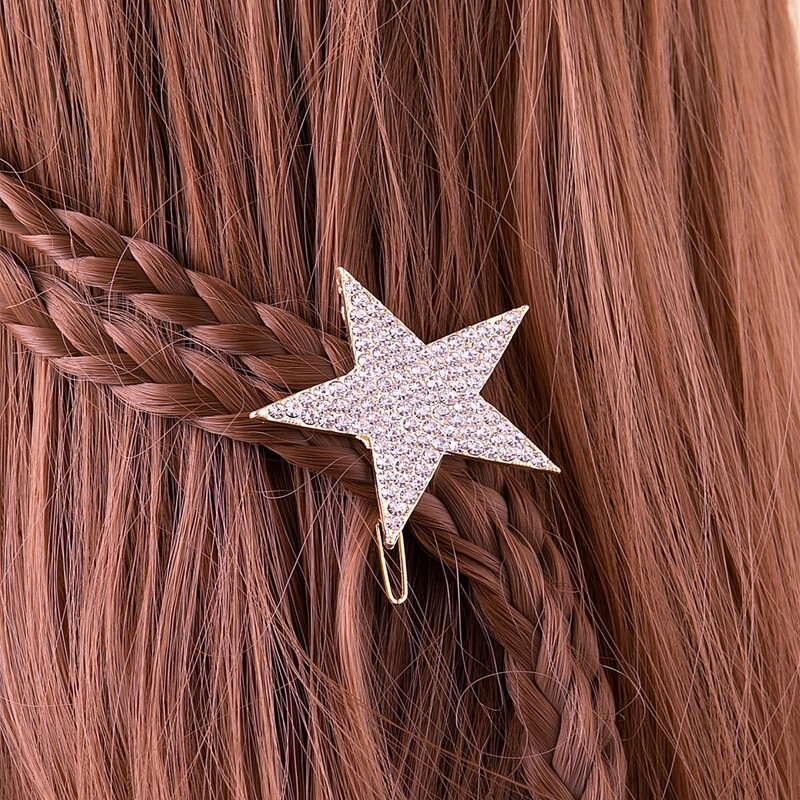 

Rhinestone Decor Star Design Hair Clip, Gold