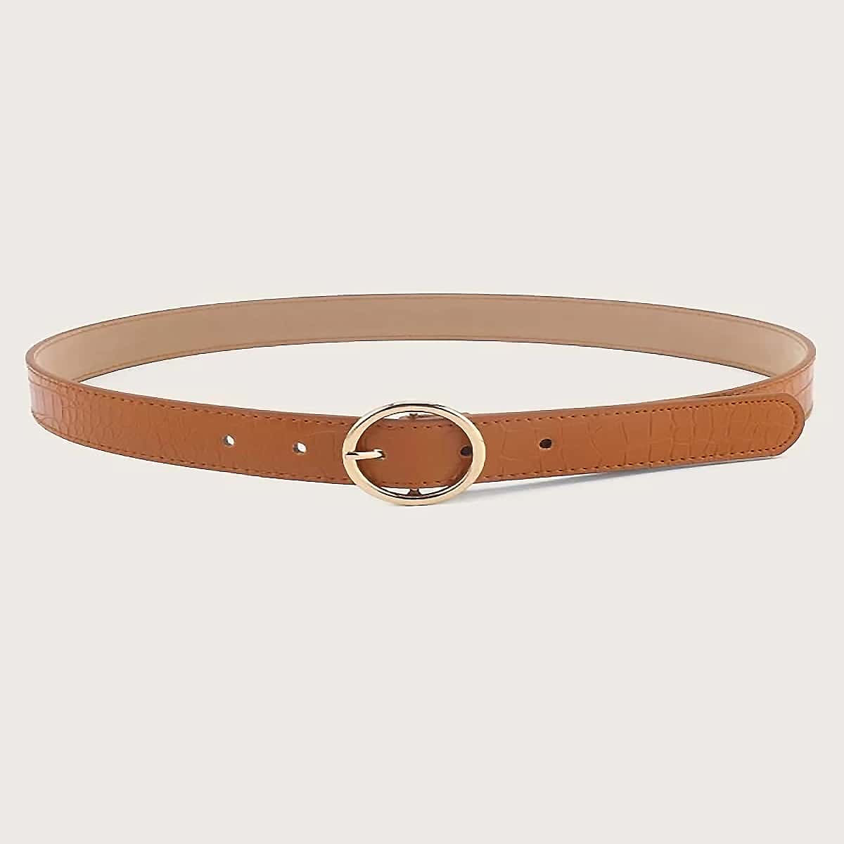

Croc Embossed Buckle Belt, Brown