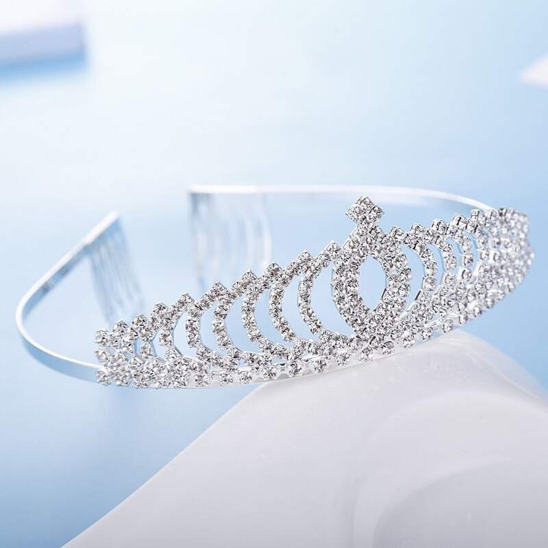 

Rhinestone Decor Crown Design Headband, Silver
