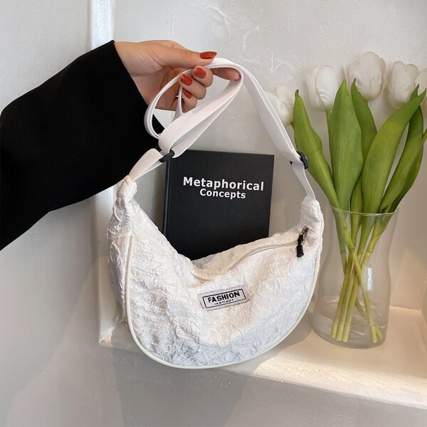 

Letter Graphic Saddle Bag, White