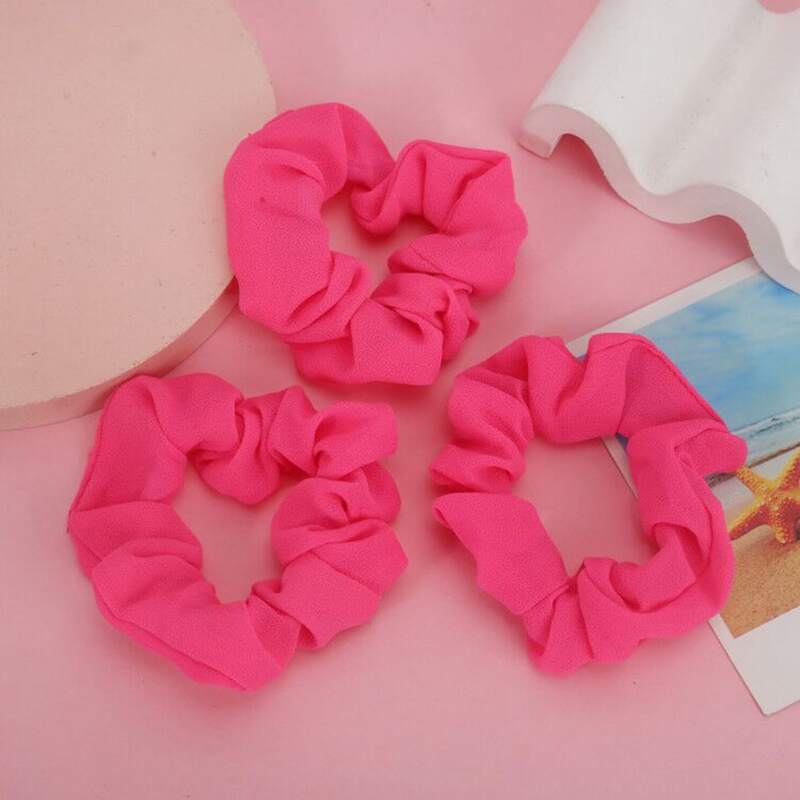 

3pcs Solid Scrunchie, Hot pink