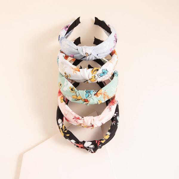 

5pcs Flower Print Headband, Multicolor
