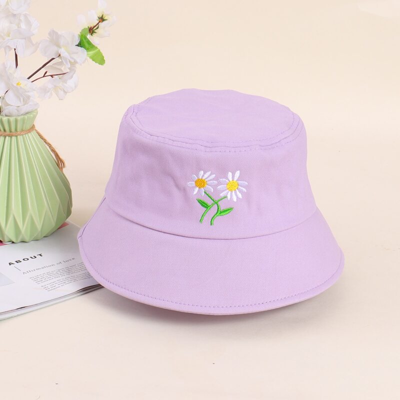 

Floral Embroidery Bucket Hat, Purple