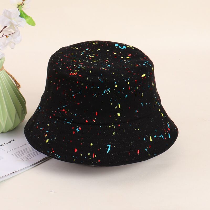 

Ink Dot Print Bucket Hat, Black
