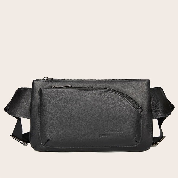

Men Irregular Detail Sling Bag, Black