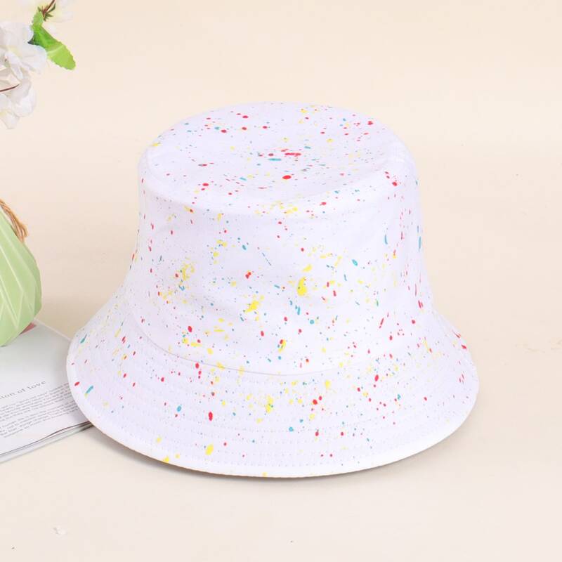 

Ink Dot Print Bucket Hat, White