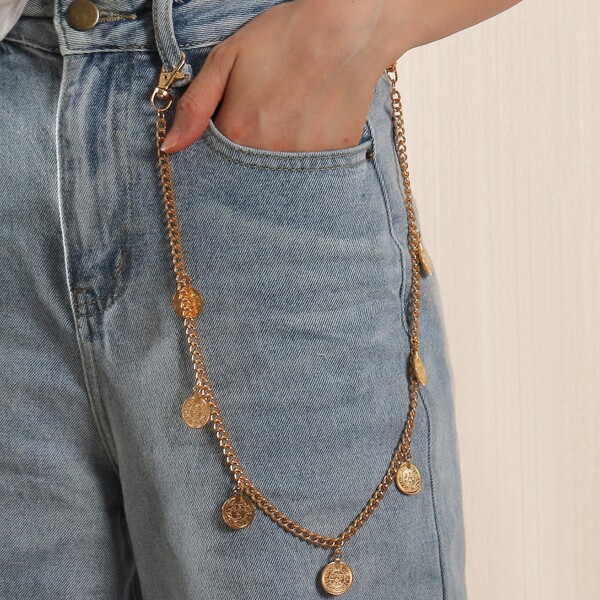 

Coin Charm Pant Chain, Gold