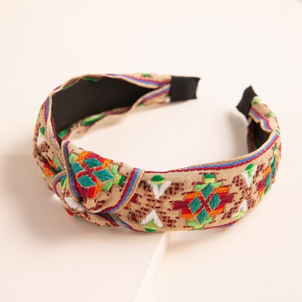 

Embroidered Knot Decor Headband, Multicolor