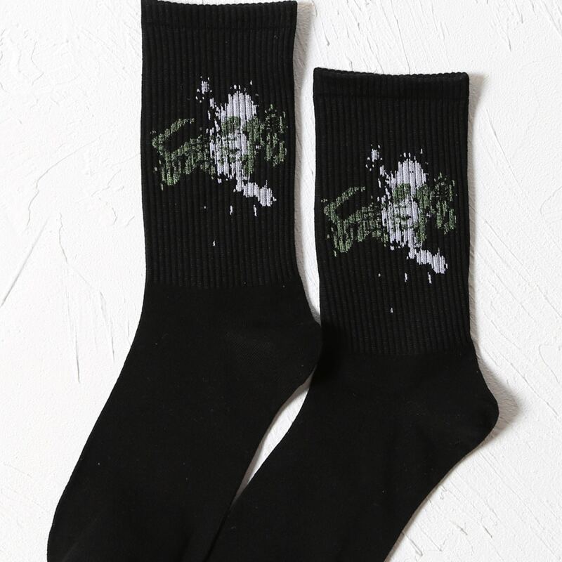 

Ink Graphic Crew Socks, Black