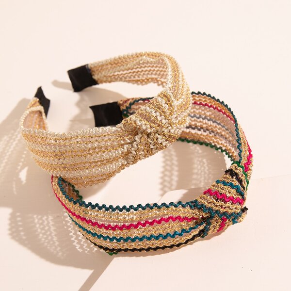 

2pcs Knot Decor Headband, Multicolor