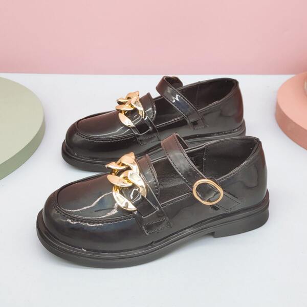 

Toddler Girls Chain Decor Mary Jane Flats, Black