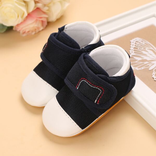 Baby Girls Velcro Strap Sneakers, Navy blue