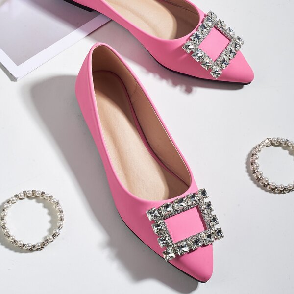 

Rhinestone Decor Ballet Flats, Pink