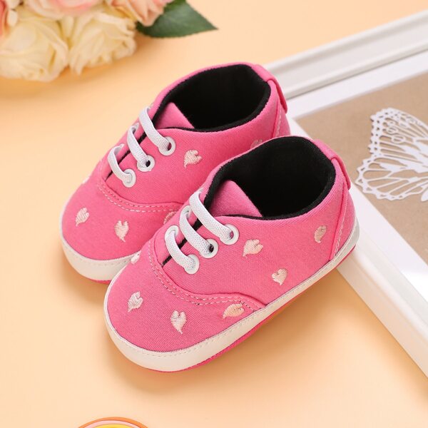 

Baby Girls Embroidery Design Canvas Shoes, Hot pink