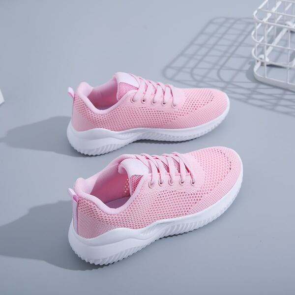 

Minimalist Lace-up Front Mesh Running Shoes, Pink