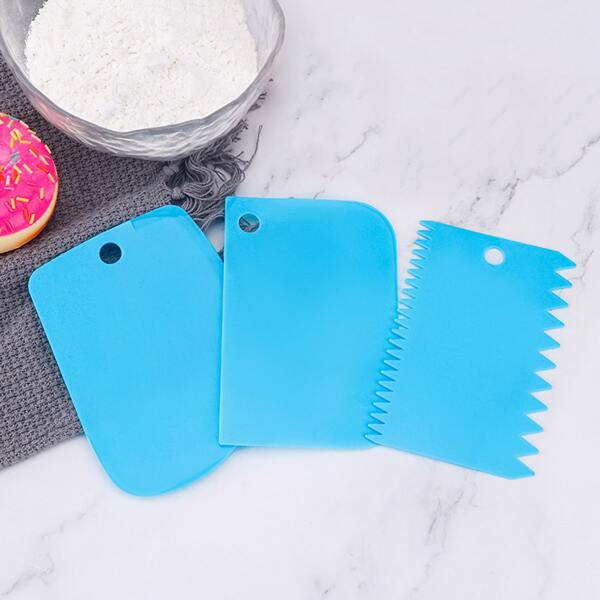 

3pcs Solid Color Cream Spatula, Blue