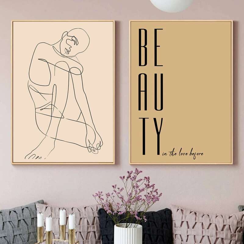 

2pcs Slogan & Figure Graphic Unframed Painting, Multicolor
