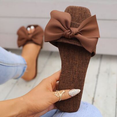 Bow Decor Slide Sandals