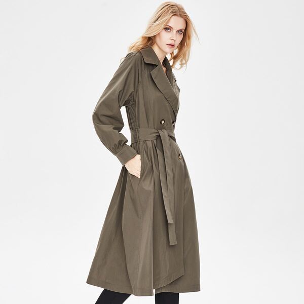

Double Breasted Belted Trench Coat, Army green