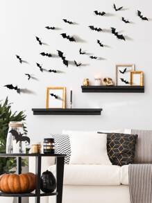 24入組3D蝙蝠牆貼 - 黑色 - 查看 6