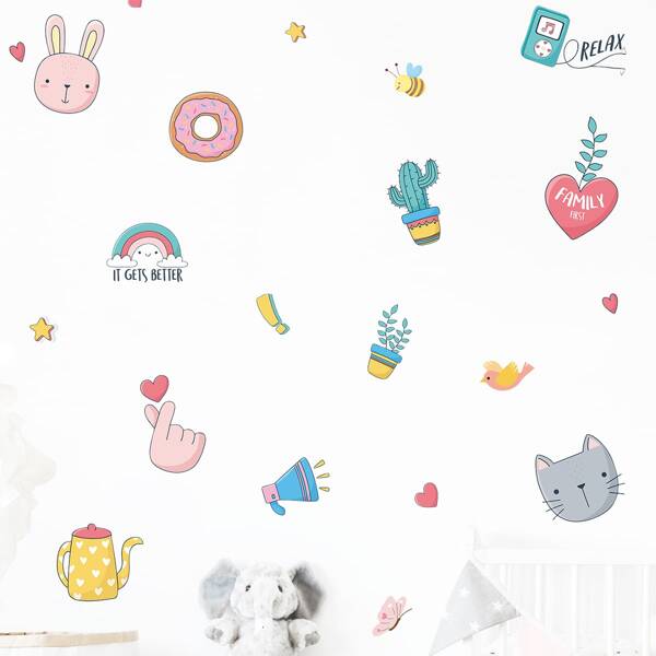

Cartoon Graphic Wall Sticker, Multicolor